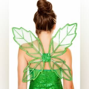 Green Fairy Wings Glitter Costume Accessory Fairycore Girly Tinkerbell One Size
